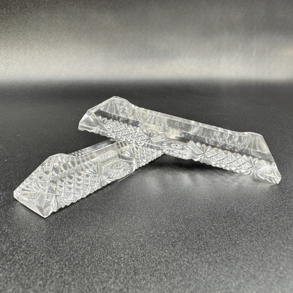 Hungary Pressed Crystal Knife Rest Starburst Glass - 2 Pieces - Wedding Holiday - Picture 5 of 5